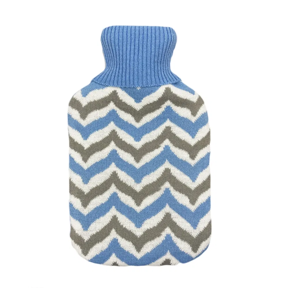 High Quality Classical Colorful 100% Acrylic Knitting Stripe Design Hot Water Bottle Cover