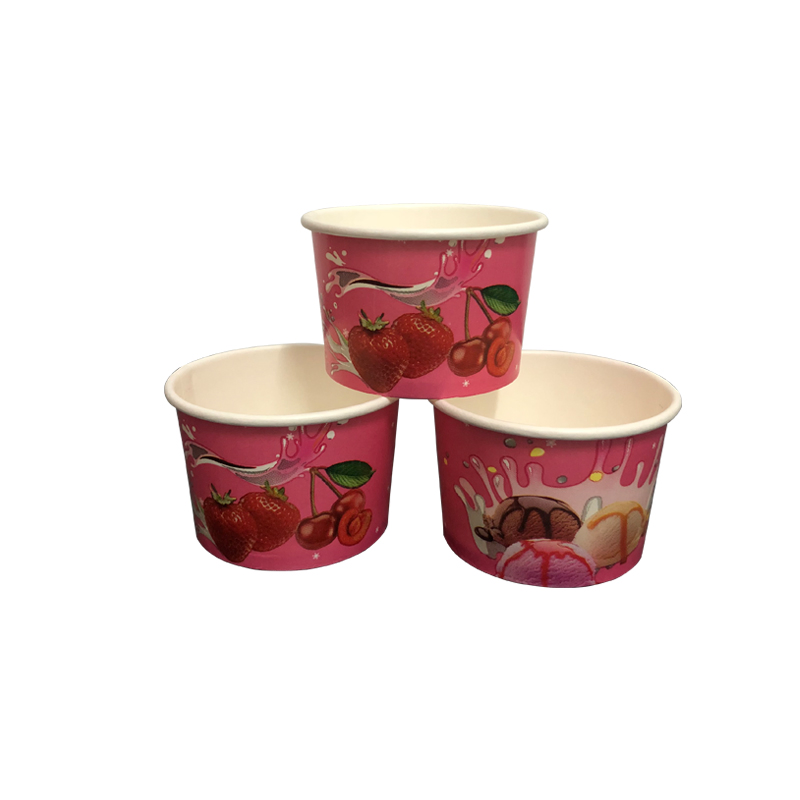 Customer Printed Disposable Paper Ice Cream Cup with Lid Frozen Yogurt Cup