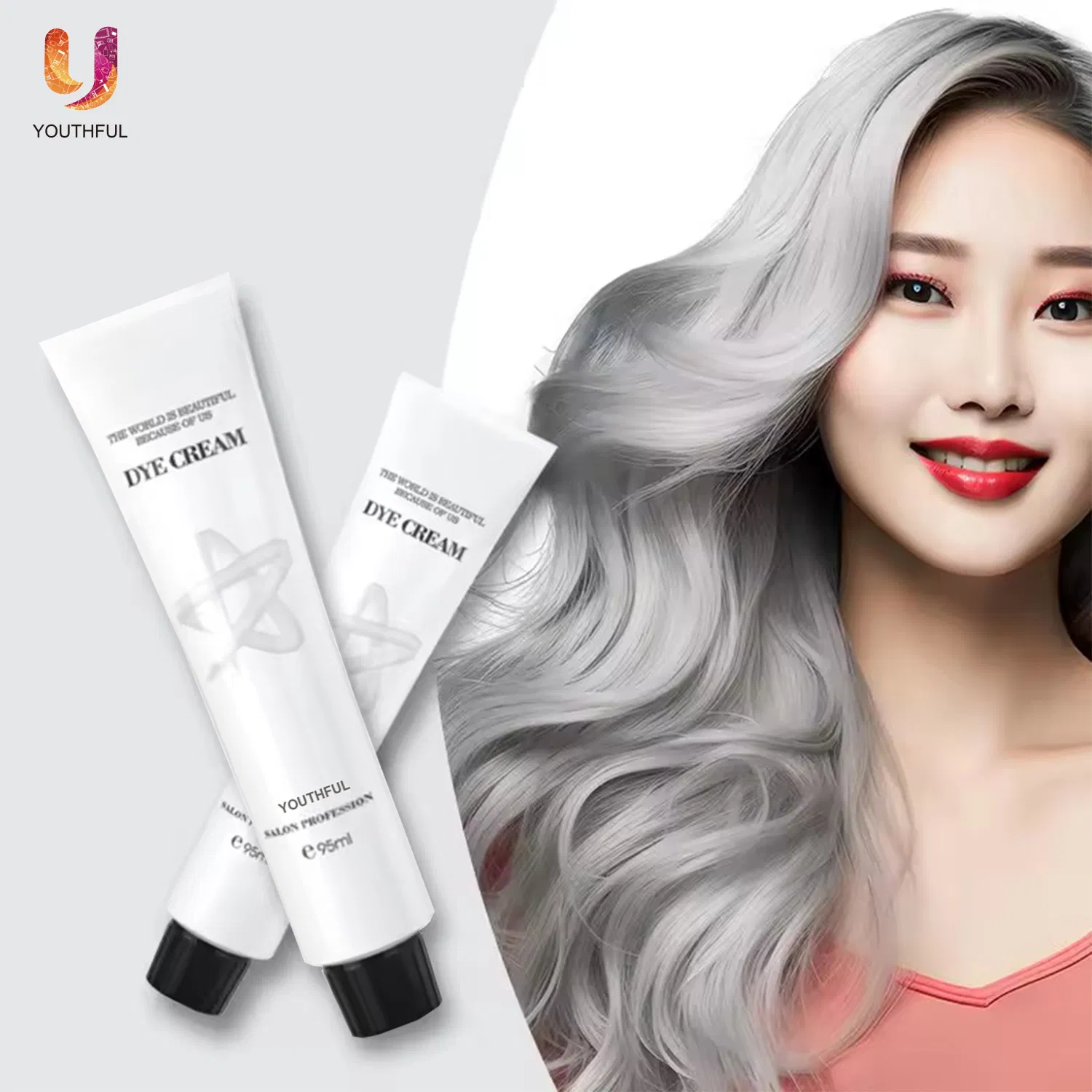 Unisex 100ml Light Grey Silver Permanent Hair Dye Color Cream