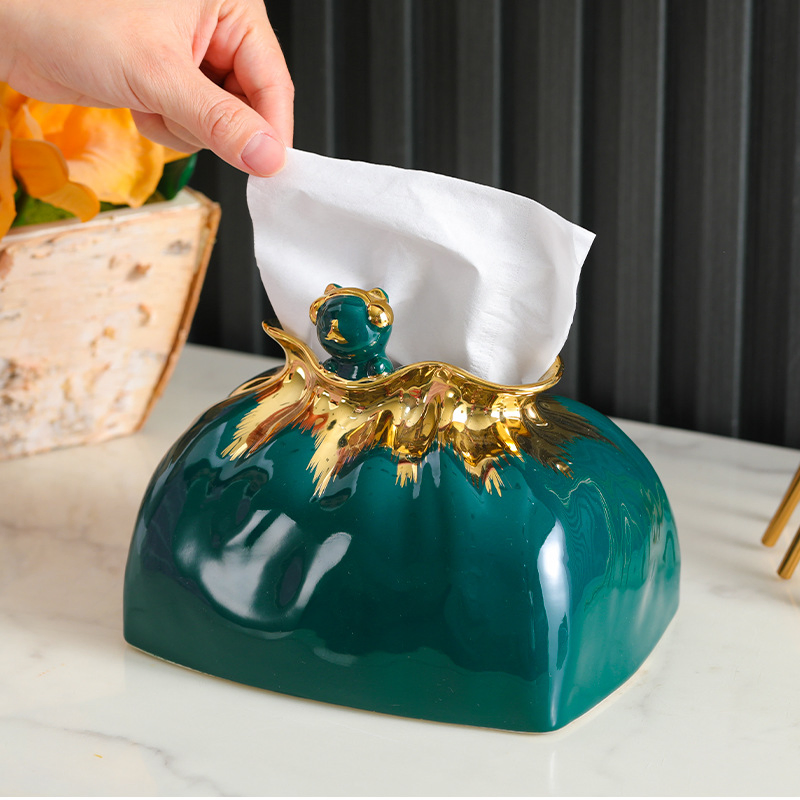 Music Bear Desktop Ceramic Car Table Napkin Holders Luxury Tissue Box