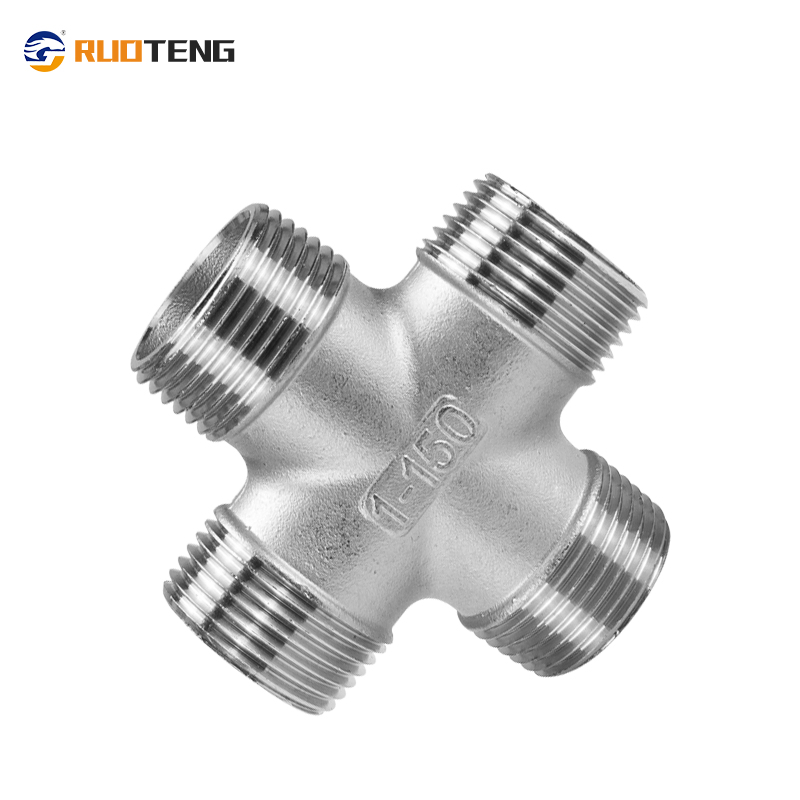 [Ruoteng] Stainless Steel Male Cross Four Way Pipe Fitting BSPT Cast Pipe Fitting Male Thread Cross