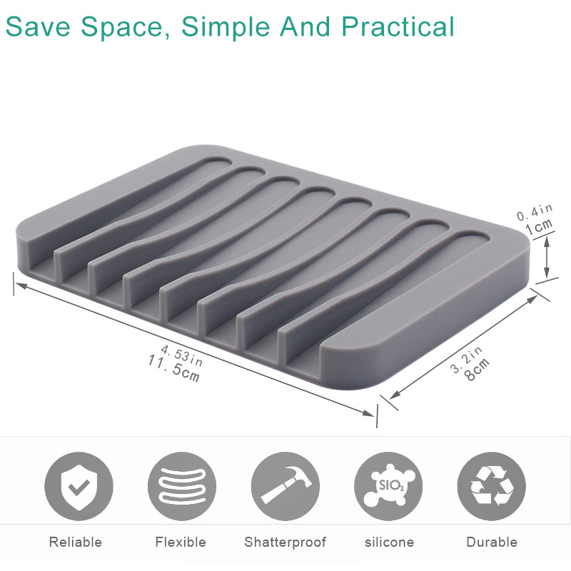 New Japanese-Style Silicone Soap Dish, No-Drill Bathroom Soap Holder, Storage Rack, Portable Soap Organizer with Draining Mat for Home Use