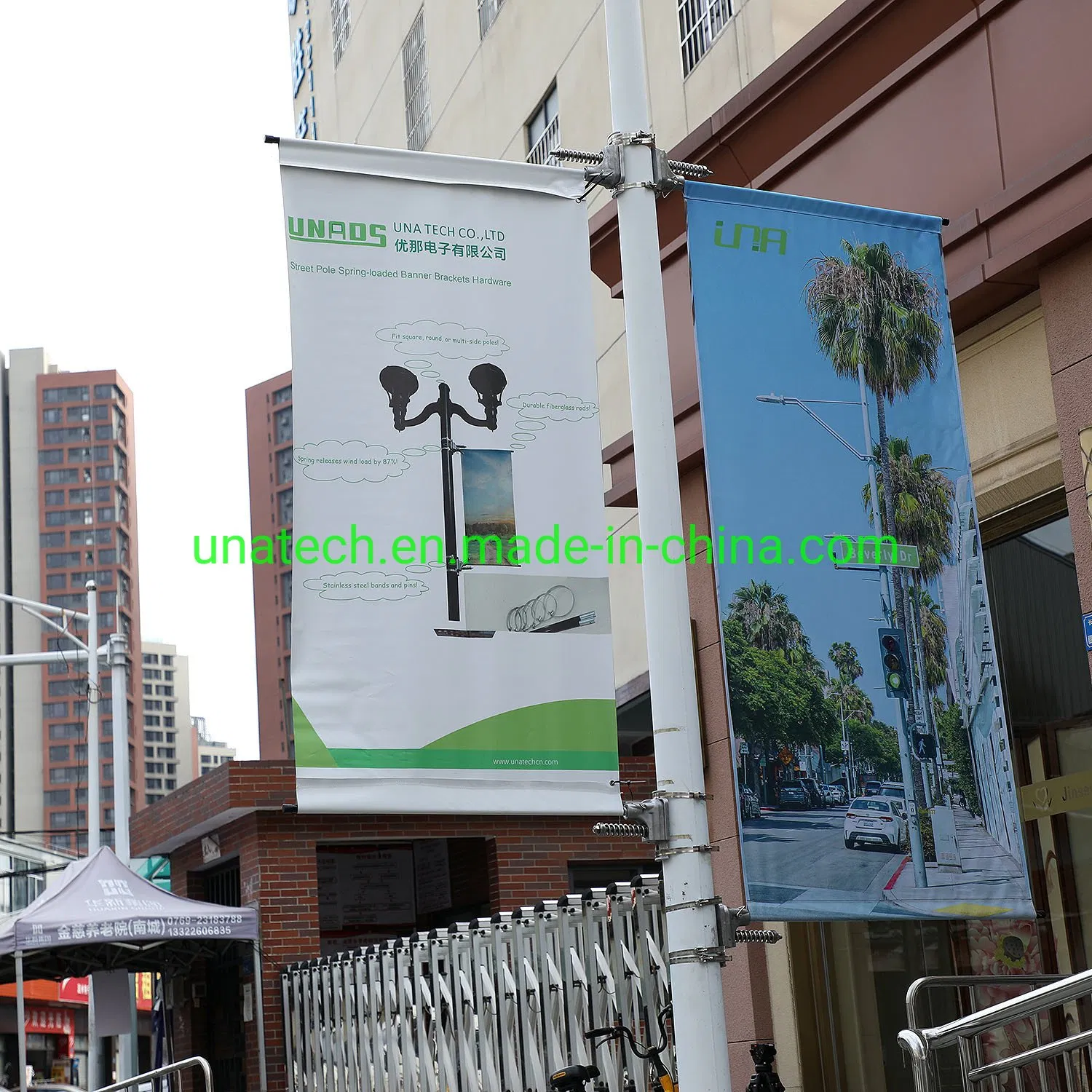 Stainless Steel Street Light Pole Banner Advertising Sign Brackets