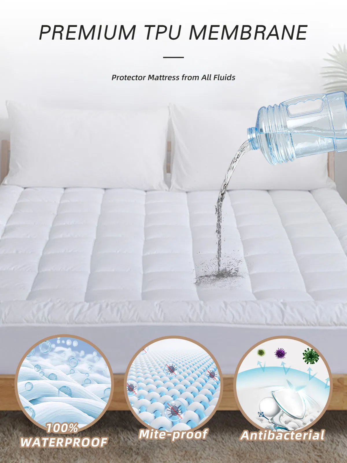 90GSM Knitted Fabric Waterproof Mattress Cover