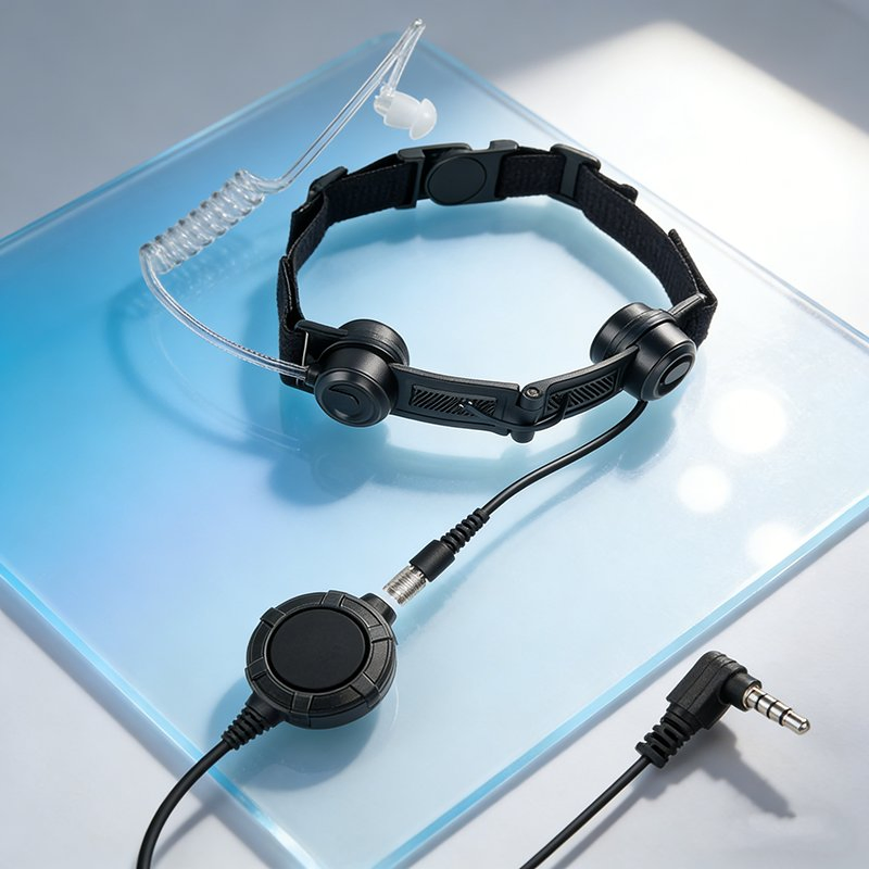 Two Way Radio Throat Microphone Headset for Bd506 Pd406 with Finger Ptt Earpiece