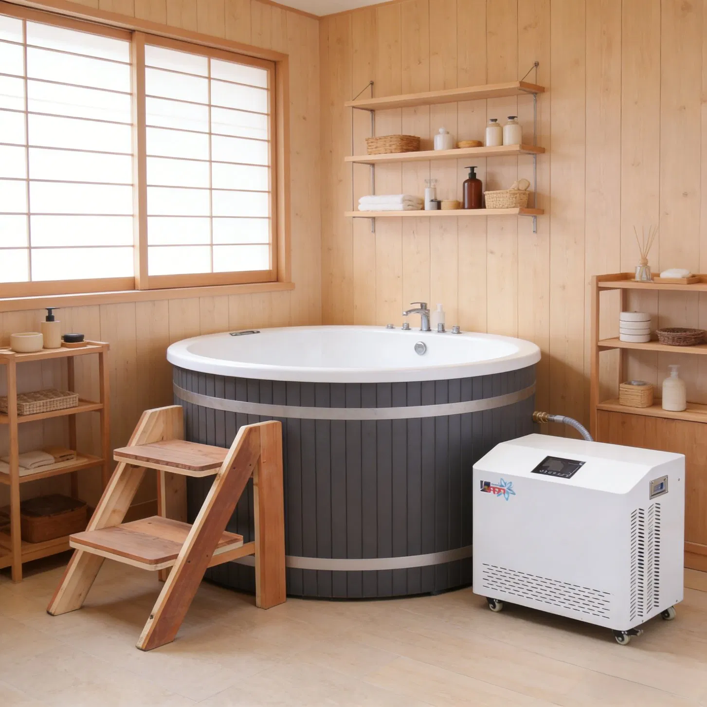 Деревянная ванна для ледяных ванн 1-2 человека с чиллером