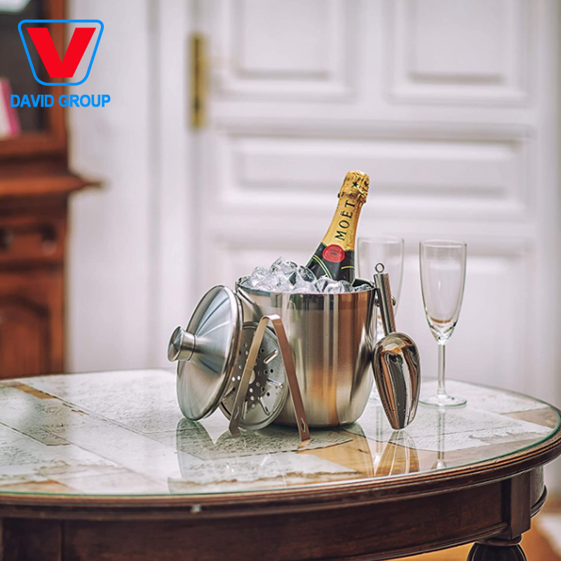 Stainless Steel Double Wall Insulated Ice Bucket Wine Bottle Chiller Bucket