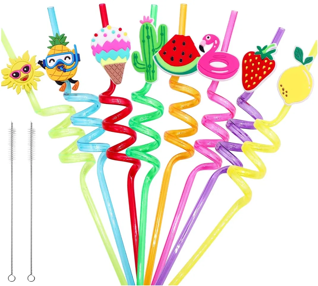 Cross-Border Party Straws PVC Cartoon Santa Claus Snowman Shape Personalized Straw Party Decoration