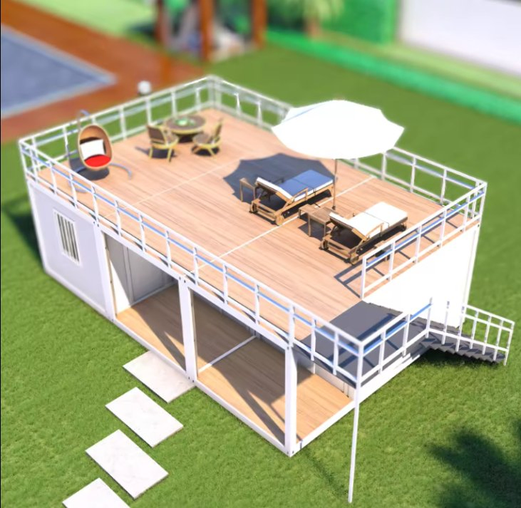 Ready Made High Quality Two Story Duplex 40FT Flat Pack Modular Portable House Prefabricated Tiny Container House for Coffee Shop Office