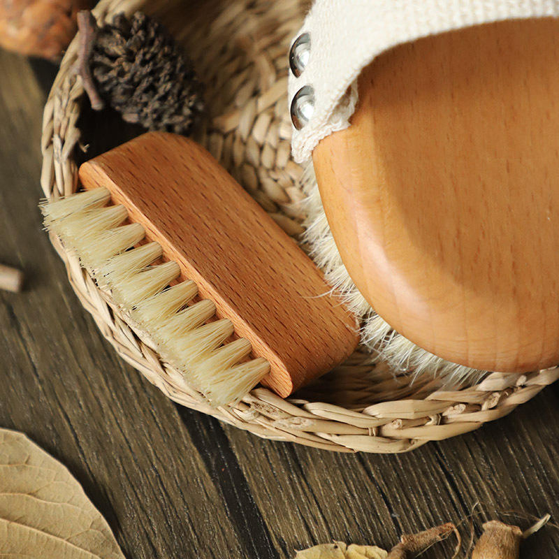 Custom Logo Eco Friendly Boar Bristle Wooden Handle Nail Brush Pedicure Fingernail Nail Scrub Brush for Toes and Nails Cleaner