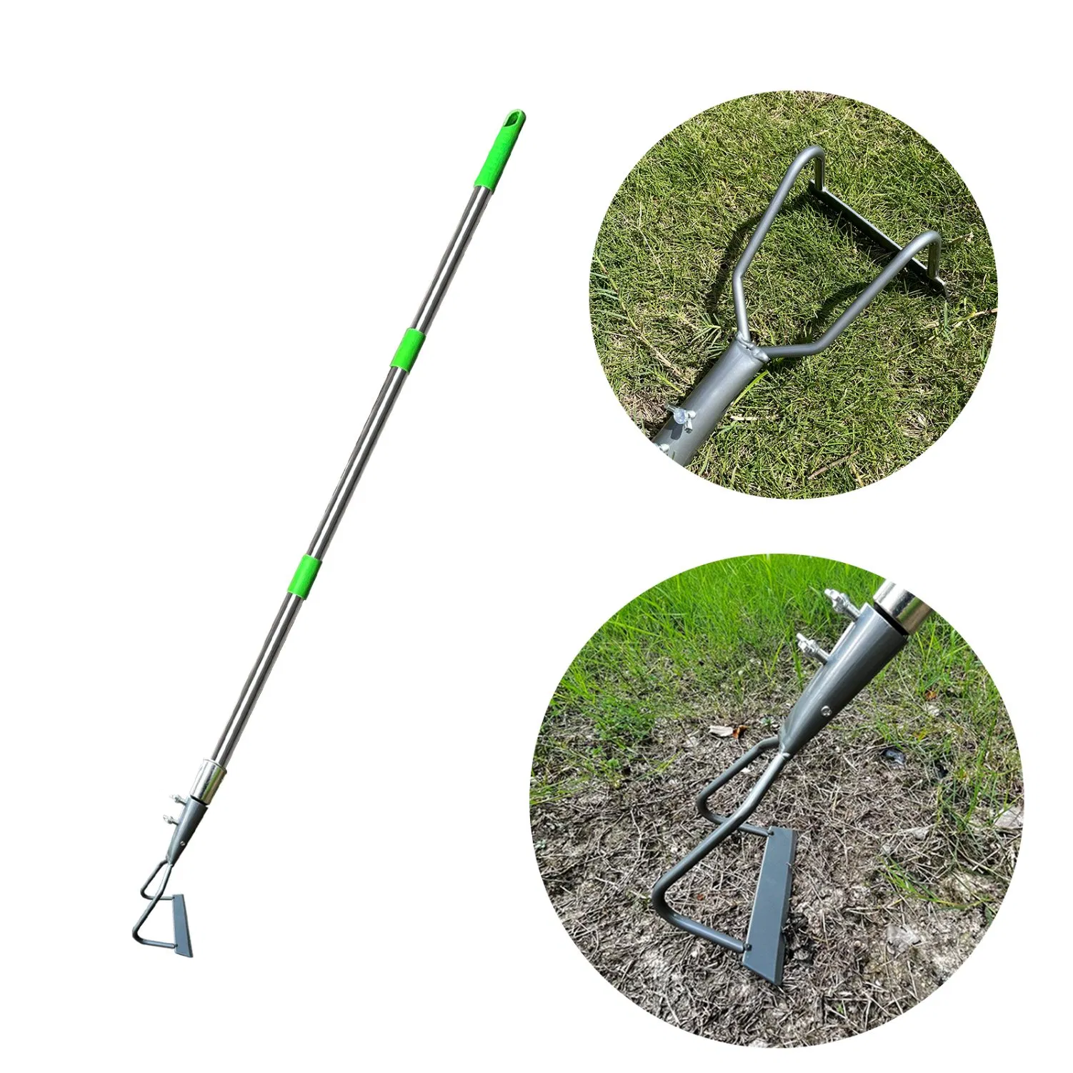 5.5FT Garden Weeding and Soil Loosening Rake with Stainless Steel Pole