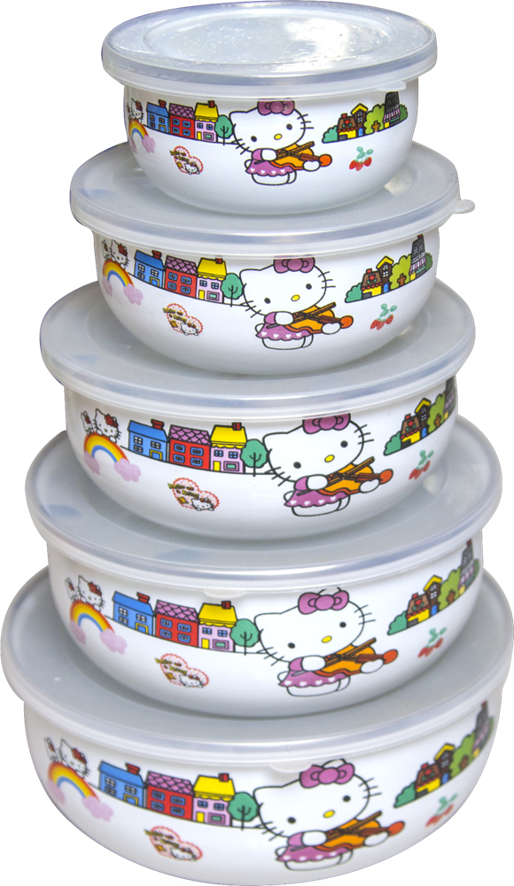 Enamel Mixing Bowls with Plastic Lid/Storage Bowl