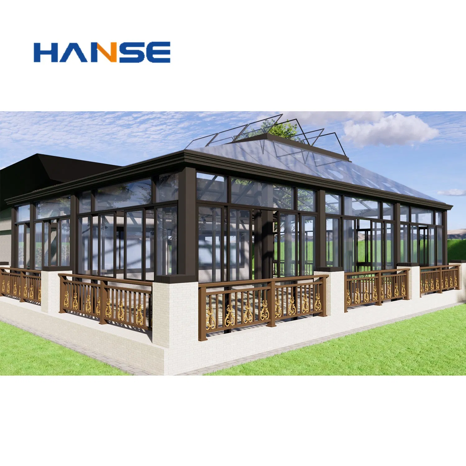 High-Quality Customized Winter House Garden Villa Aluminum Sun House Glass Roof Aluminum 4 Season Sunroom