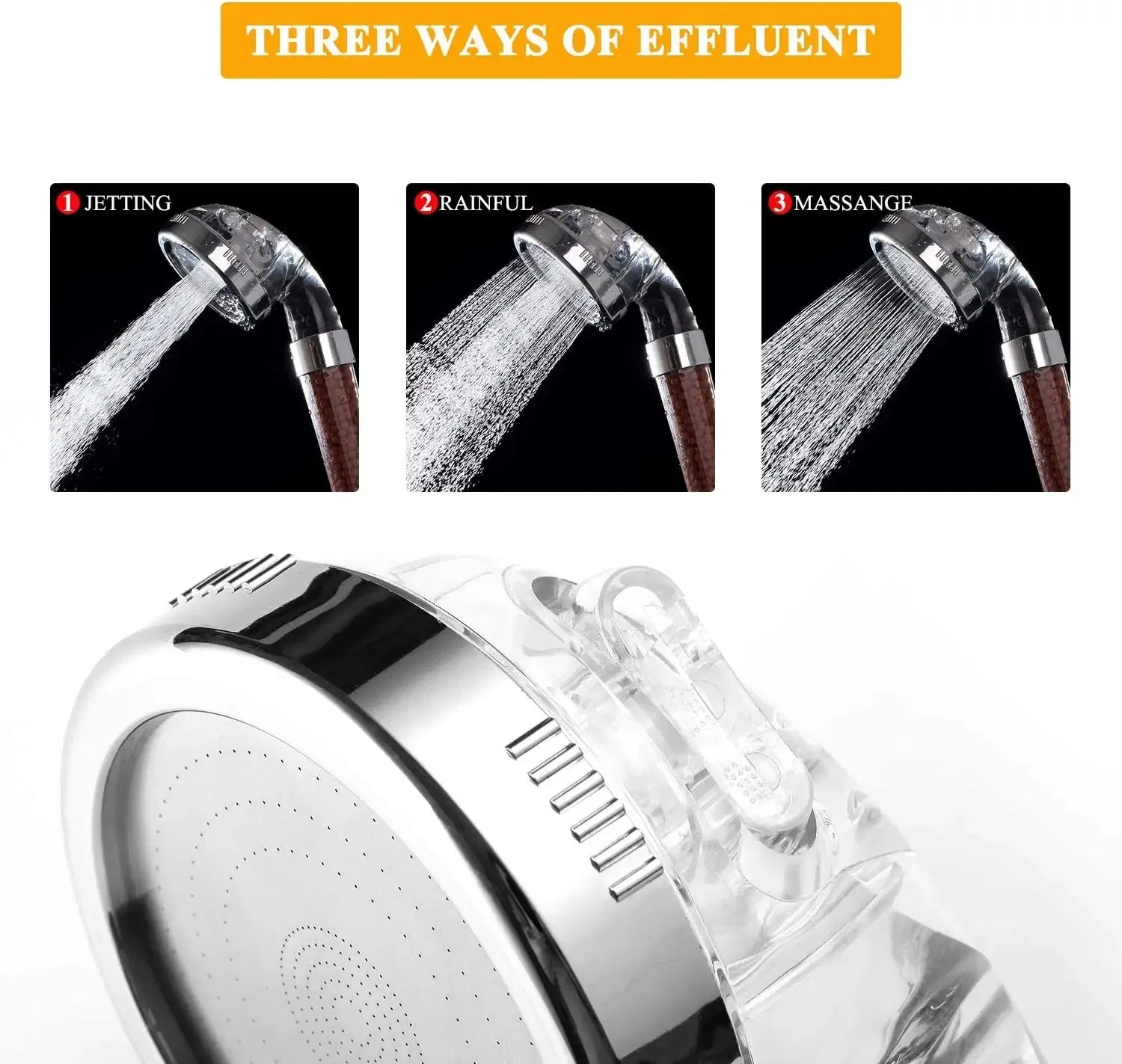 Stone Filter Beads Handheld Shower Ionic Handheld High Pressure Water Shower Head