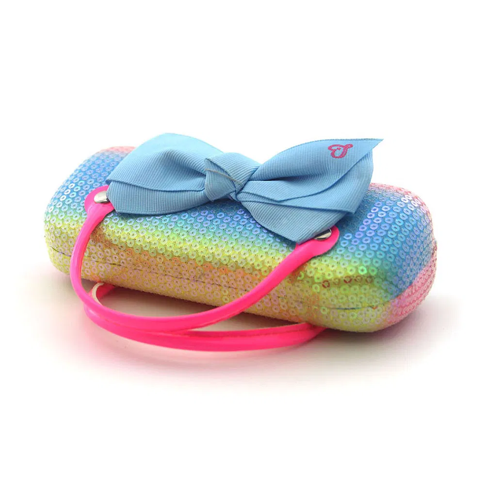Rainbow Color Sequins Bow Tie Box Fashion Portable Kids Glasses Case