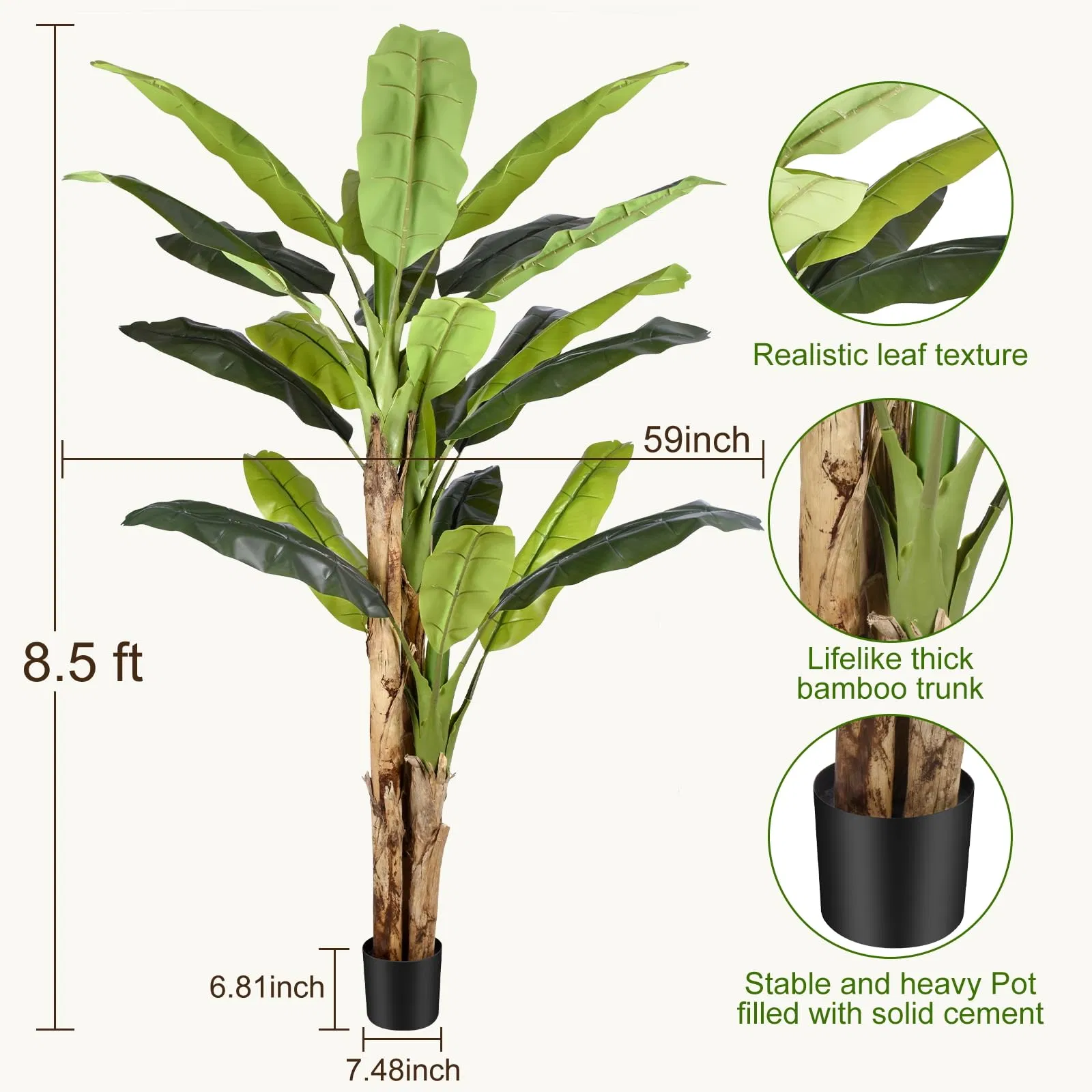 8.5FT Extra Tall Artificial Banana Tree