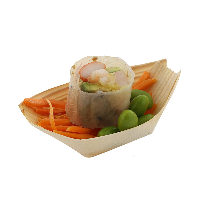 Factory Wholesale 3'' 5'' Disposable Sushi Wooden Boat Trays