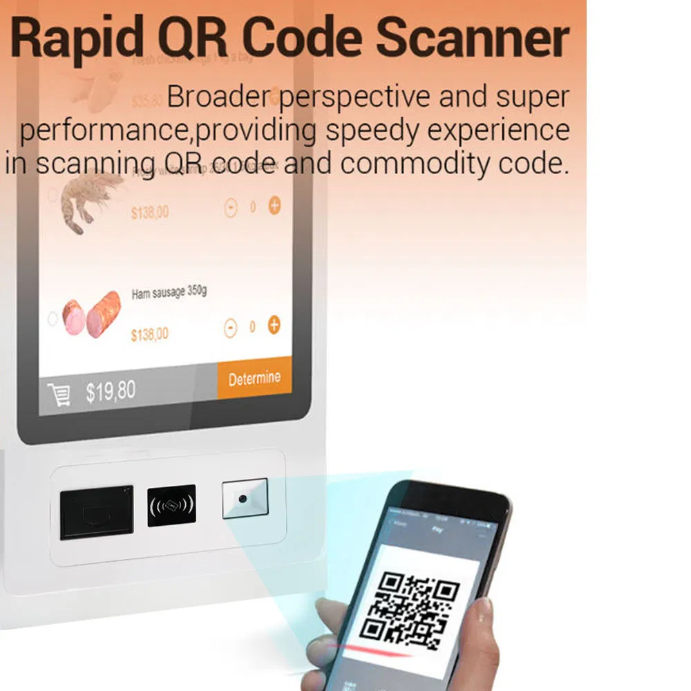 Efficient 21 Inch Order Kiosk with Integrated Label Printer