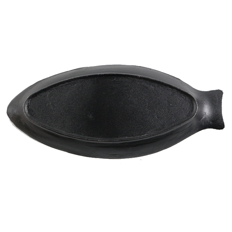 Чугунная сковорода-рыба 30.5 см с деревянной подставкой