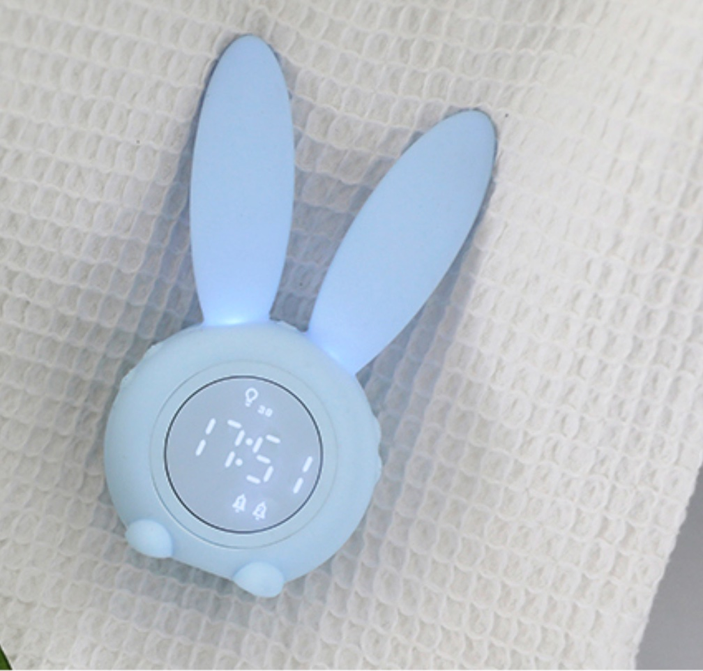 Customize Cute Rabbit Shape Alarm Clock Wake up Colorful Light Sunrise