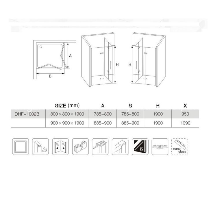 Black Shower Enclosure with Folding Door