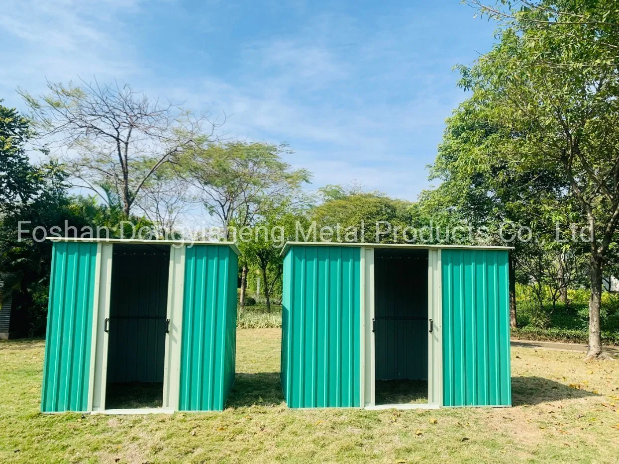 Easy Assembling Steel Panel Garden Shed Tool Kit Storage House with Flat Pent Roof and Double Sliding Doors RDS2618-G2