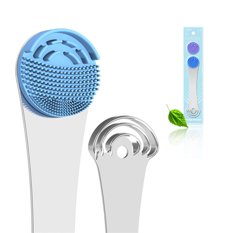 Stainless Steel Silicone Tongue Cleaner Scraper