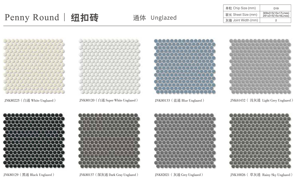 Мозаика керамическая круглая глянцевая 19мм для кухни и ванной