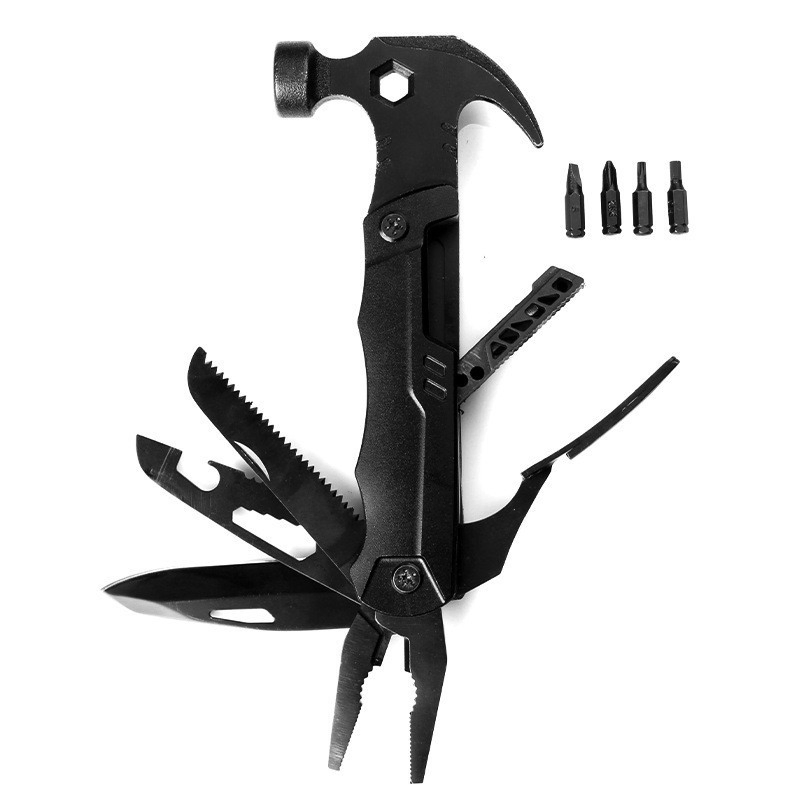 Versatile Outdoor Tool Set: Hammer, Knife, Pliers, and More