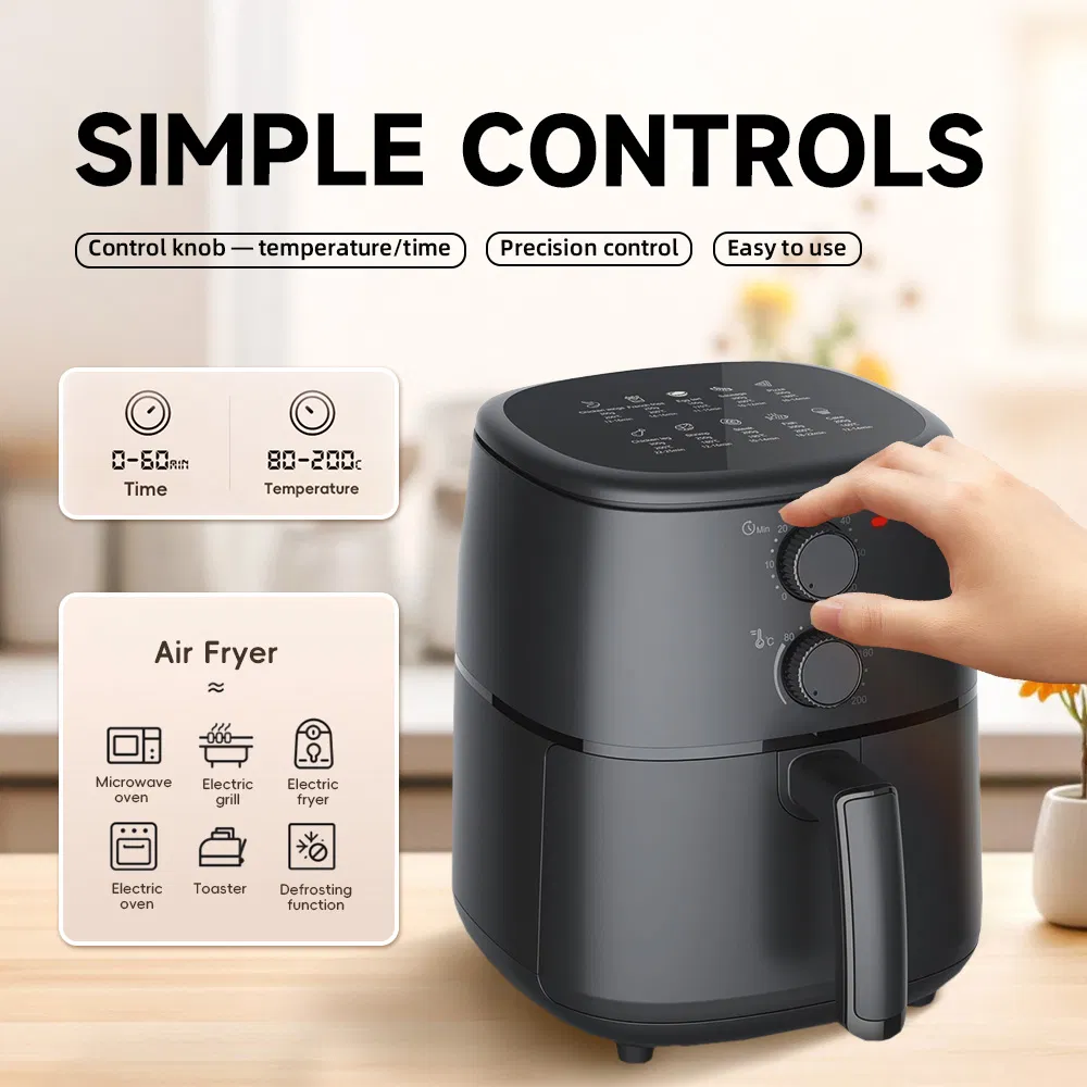 Energy-Efficient 4L Healthy Mechanical Knob Oil Free Air Deep Fryer with Adjustable Temperature
