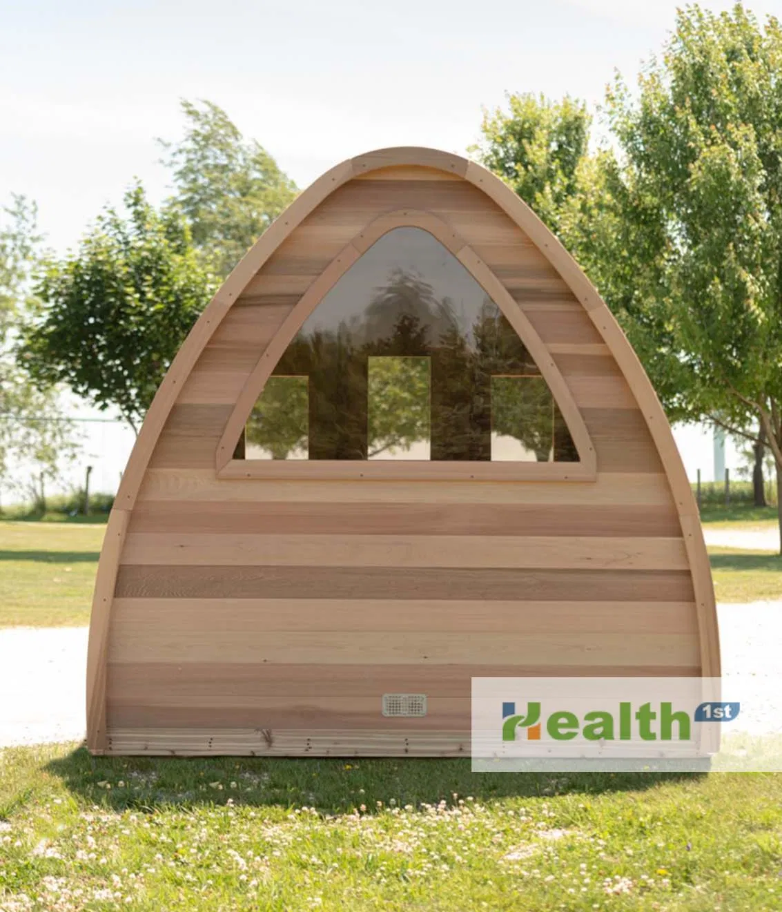 Traditonal Steam Outdoor Pod Sauna with Black Roof Shingles