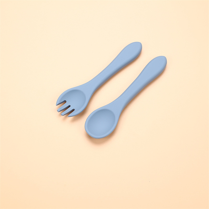 Ergonomic Baby Spoon and Fork Set – Soft Silicone Handles for Easy Grip