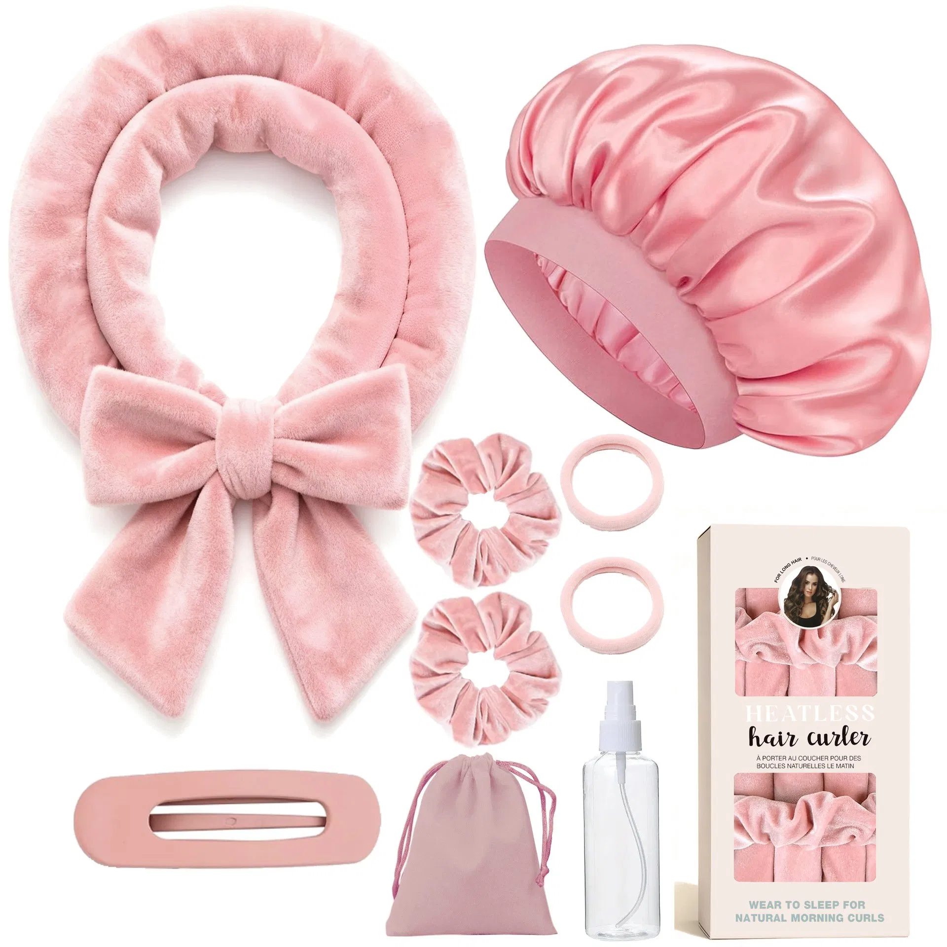 Sleep Bow Hair Styler, Silk Ribbon Hair Winder, No Damage Hair Curler for Daily Wear