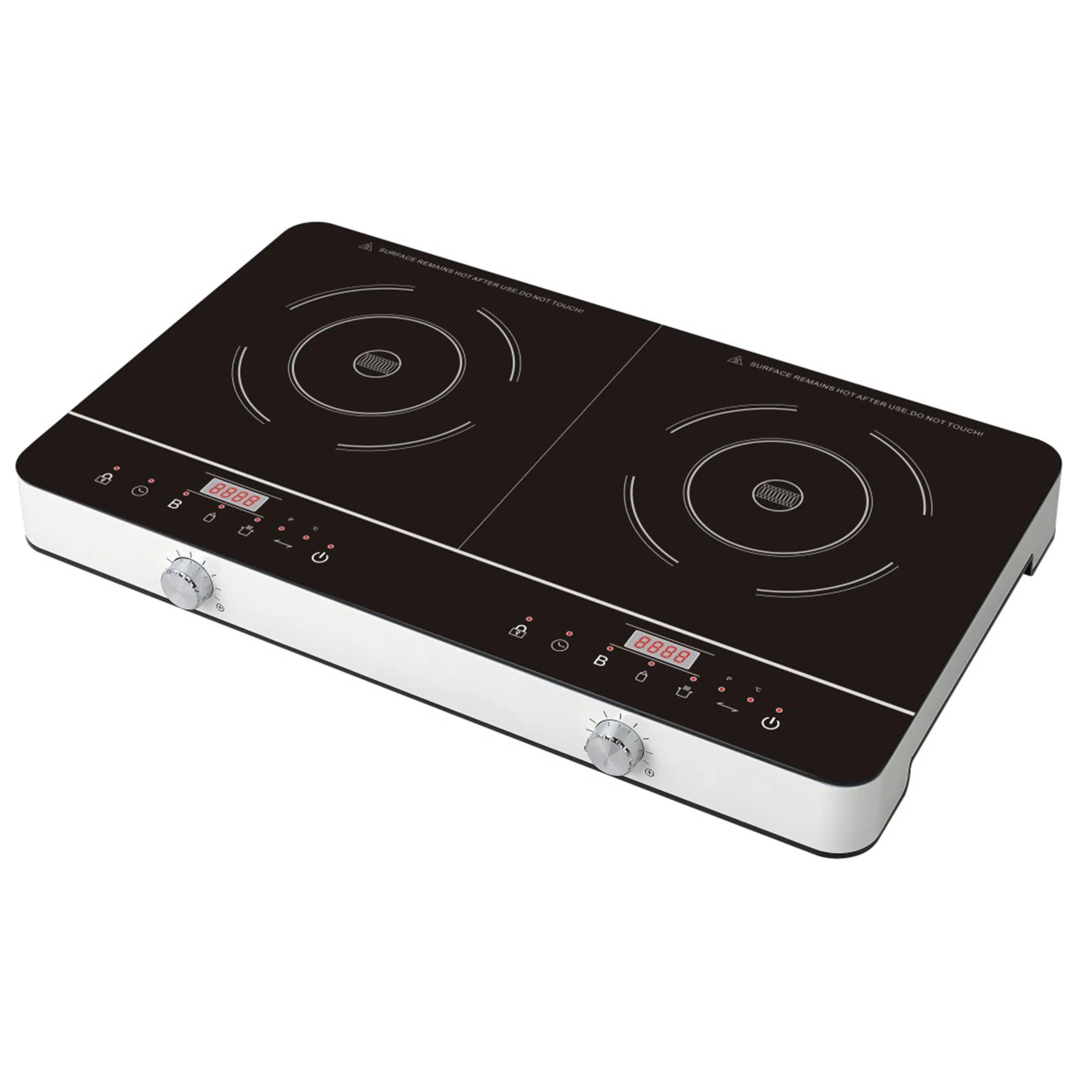Best Double Burner Induction Cooktop with Knob Design Blue LED Display Sensor Touch Control Strong Plastic Body
