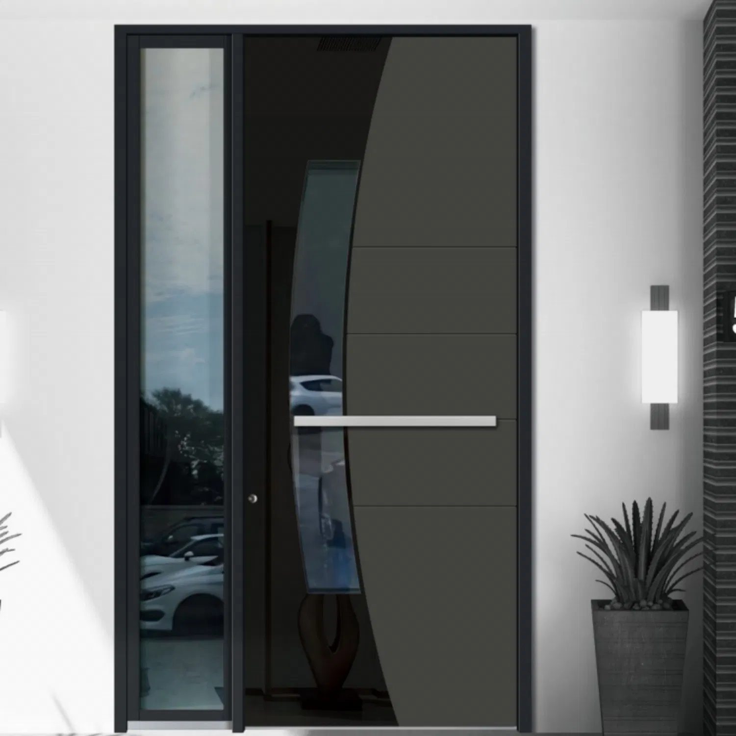 Grid Esthetics Cast Aluminum Glass Front Doors for Houses Entrance