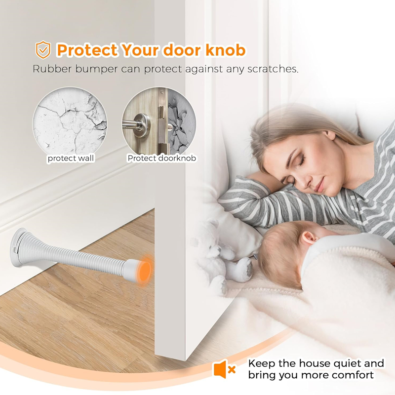 Stainless Steel Gold White Black Spring Door Stoppers with Rubber Bumper for Bottom of Door Stops