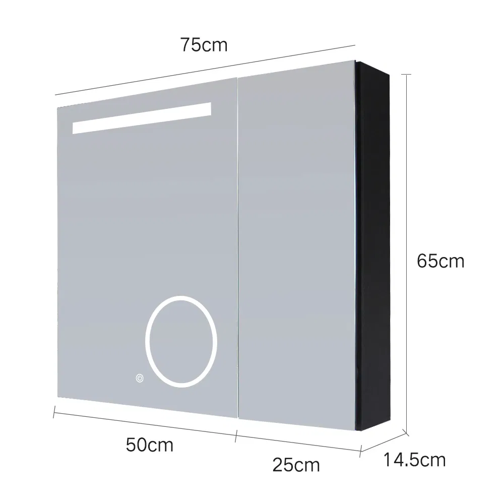 LED Backlit Mirror Illuminated Bathroom Mirror Cabinet and Magnifying Lens Wall-Mounted Vanity Mirror Cabinet