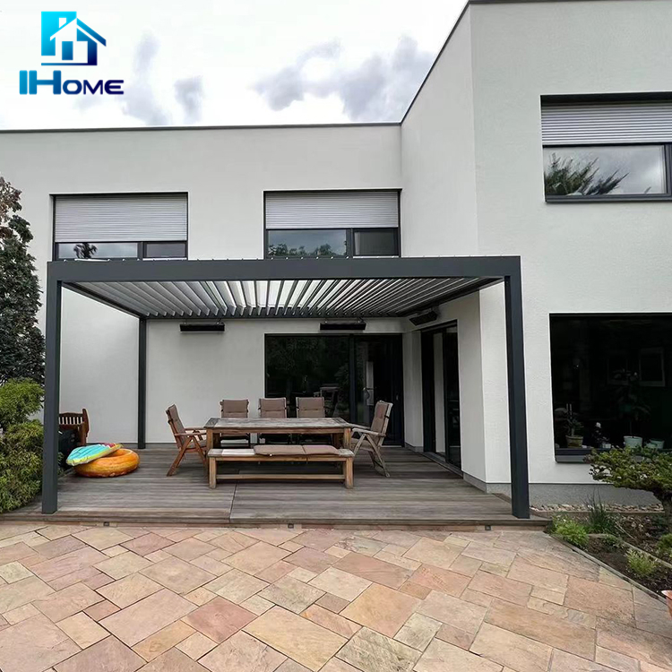 Waterproof Pergola Aluminium Gazebo Leisure Garden Motorized Louvered Roof Outdoor Aluminum Pergola Parts