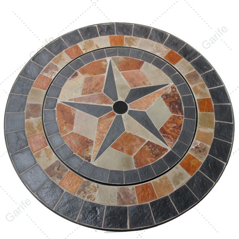 Customized Mosaic Table Fire Pit Outdoor Fire Pit with Slate Tile Mantel