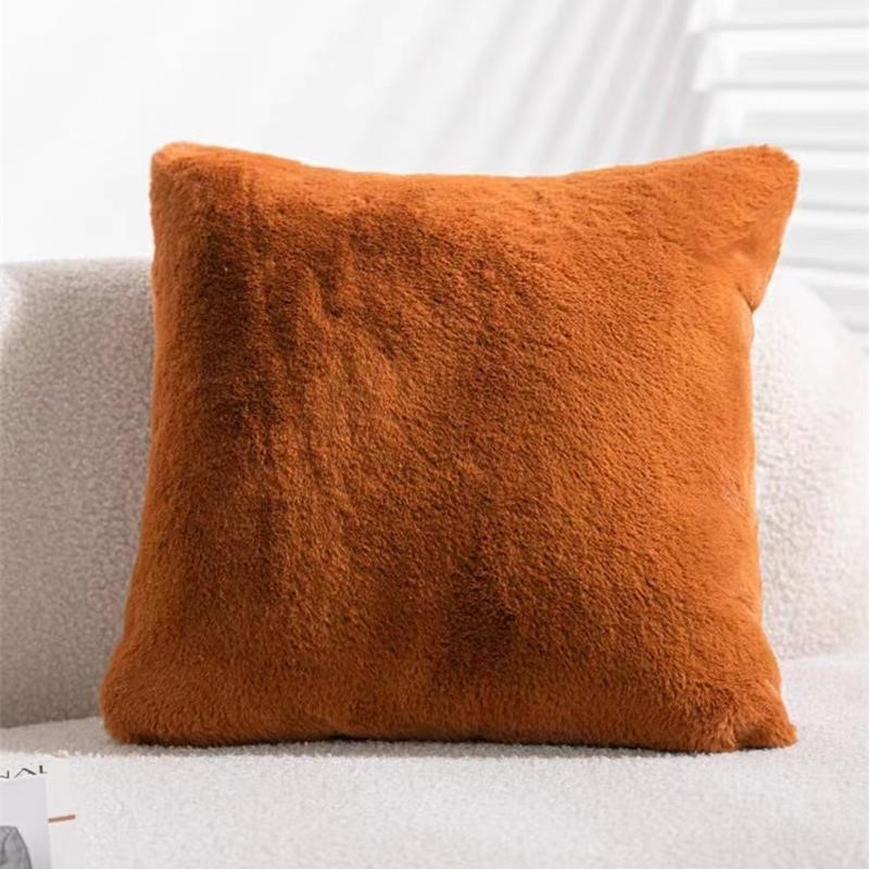Solid Color Faux Fur Cushion of Throw Pillow Gift Body Pillowcase Cover