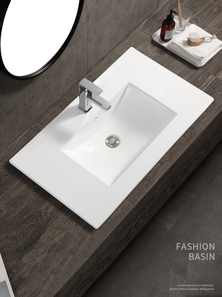 White Ceramic Bathroom Sink Thin Edge Ceramic Wash Cabinet Basin