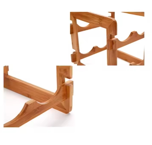 Elegant Bamboo Wine Holder Rack Durable Storage Decorative Counter Display Stand for Store, Kitchen, Bar Use