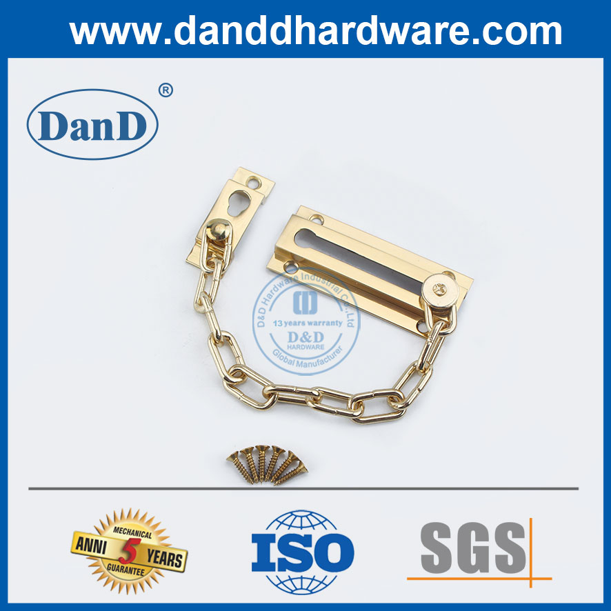 Hot Sale Polish Brass Brass Entrance Door Locking Guard Chain for Supermarket