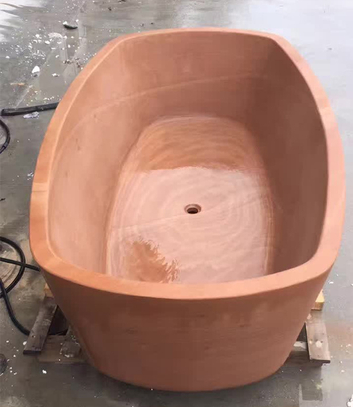 Customized Natural Stone honed/matt Red Sandstone Bathtub for Home/Hotel/House/Resorts/villas Bathroom decoration