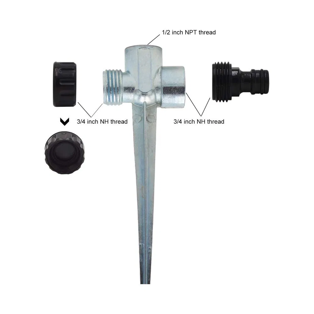 NPT Thread Plastic Impulse Sprinkler with 2-Way Zinc Spike