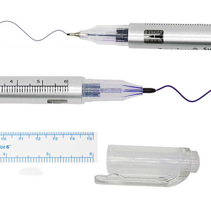 White Ink Micrblading Tattoo Marker Pen with Measuring Ruler