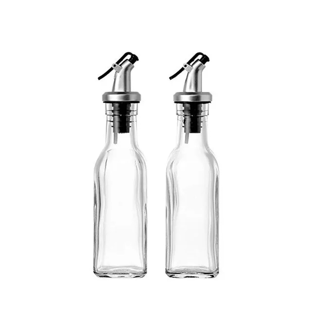 150ml Clear Glass Olive Oil Bottle Dispenser with Stainless Steel Pourer Spouts