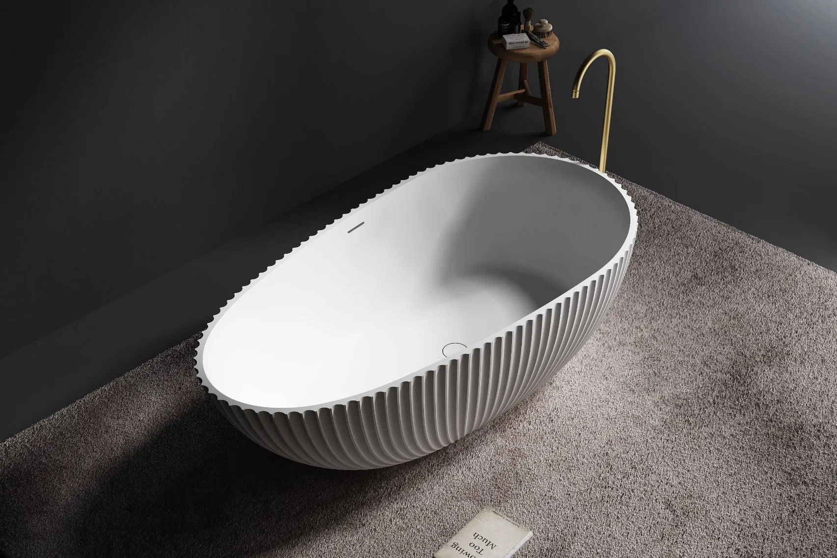 Белая ванна с массажем воздуха, вертикальный узор