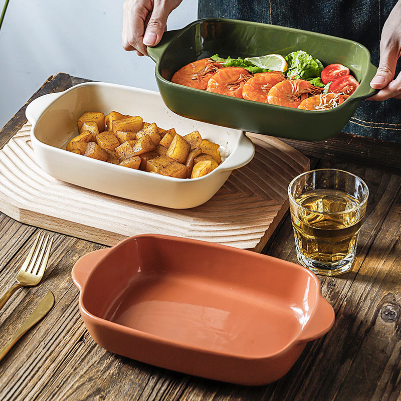 Ceramic Baking Dish Lasagna Pans Rectangle Stoneware Bakeware with Handles Bake Dishes