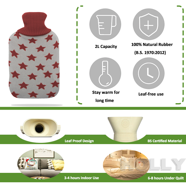 Medical Rubber Hot Water Bag with Colorful Cover for Back Pain